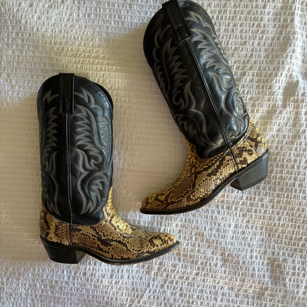 Black Snakeskin Cowboy Boots